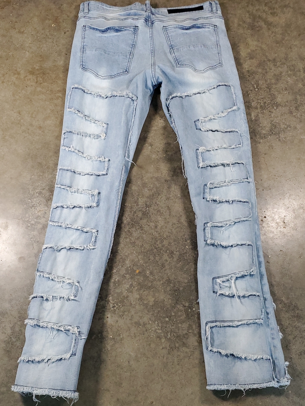 Rockstar Originals ASM 205 Flare Denim Light Blue Distressed Men's Jeans Size 36